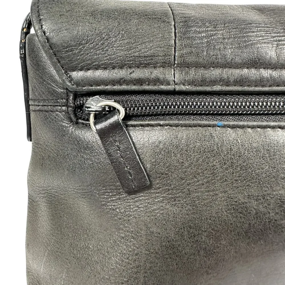 Naturalizer Genuine Leather‎ Shoulder Bag Purse Black Y2K Moto Biker Rectangle